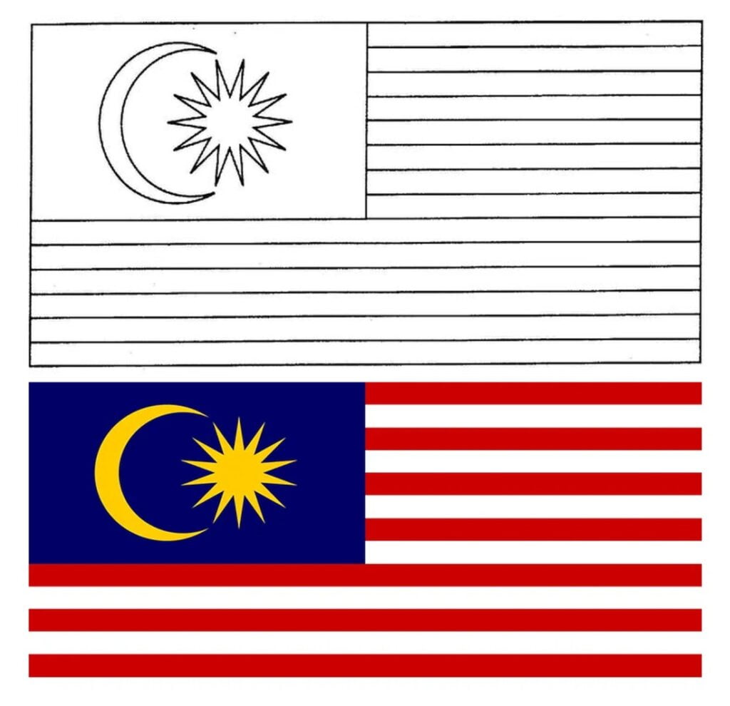 Bendera ya Malaysia kwa kupaka rangi, Malaysia