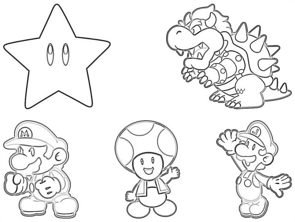 Mario amis, coloriage