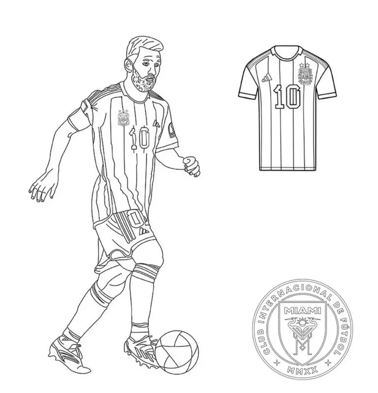 Lionelis Mesis Lionel Messi Inter Miami marškinėliai spalvinti