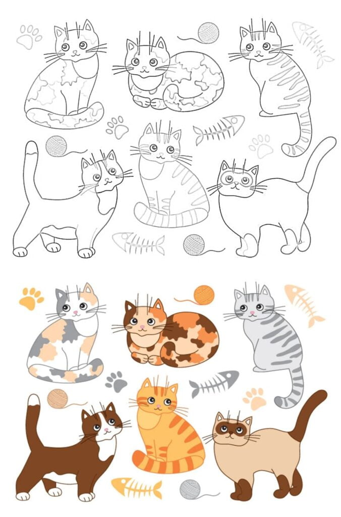 Impresionantes gatitos para colorear