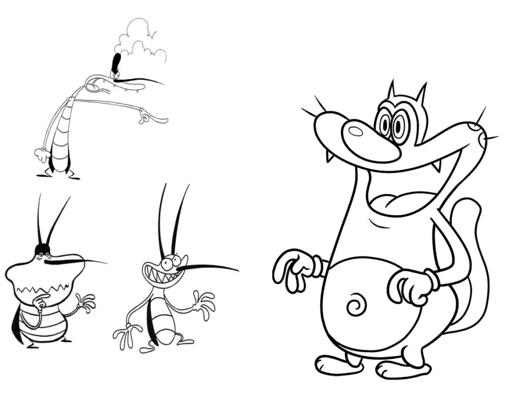 Oggy y cucarachas para colorear (Oggy)