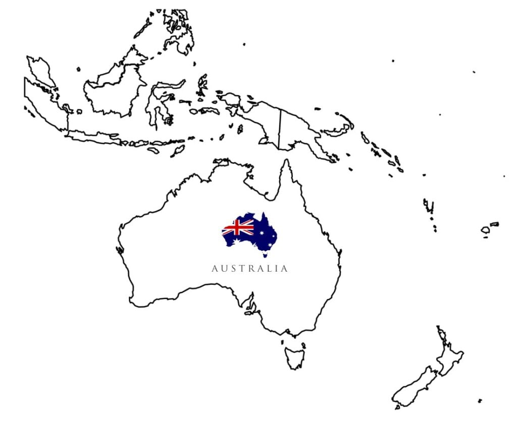 Okyanusya Haritası Okyanusya, Avustralasya, Melanezya, Mikronezya ve Polinezya'yı kapsayan coğrafi bir bölgedir.