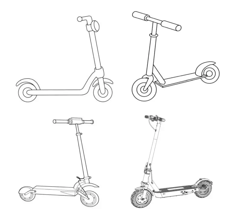 Trottinettes électriques pour coloriage, scooter
