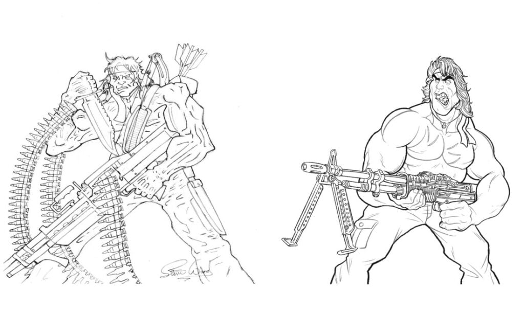 Rambo para colorir, renbo