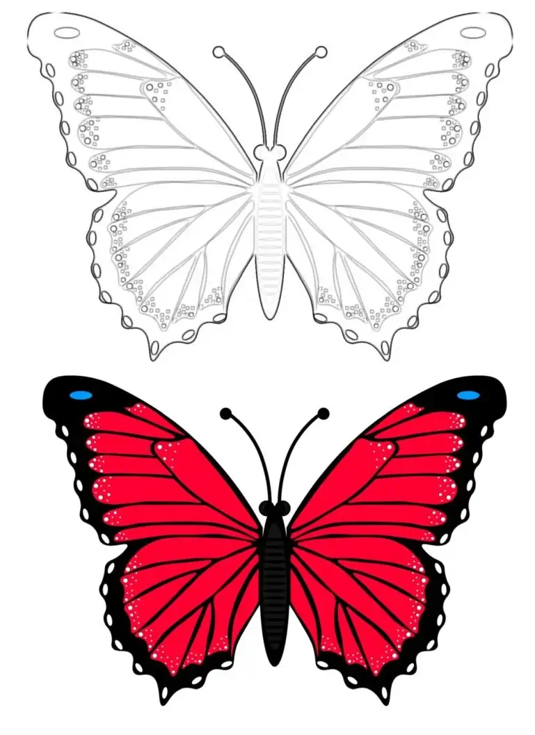 Roter Schmetterling zum Ausmalen