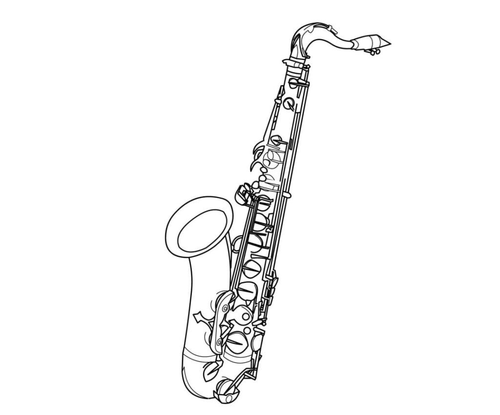 Saxofón para colorear, saxofón.