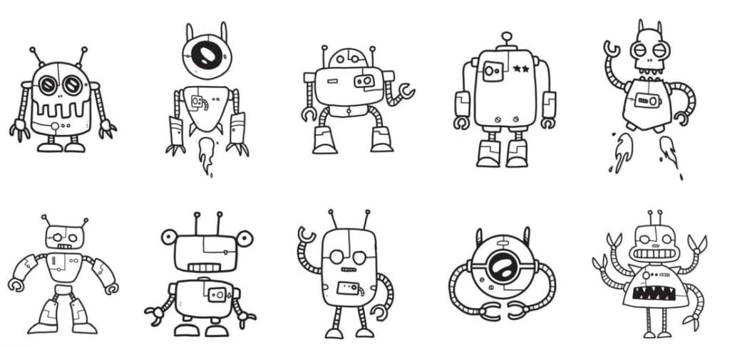 Petits robots coloriages