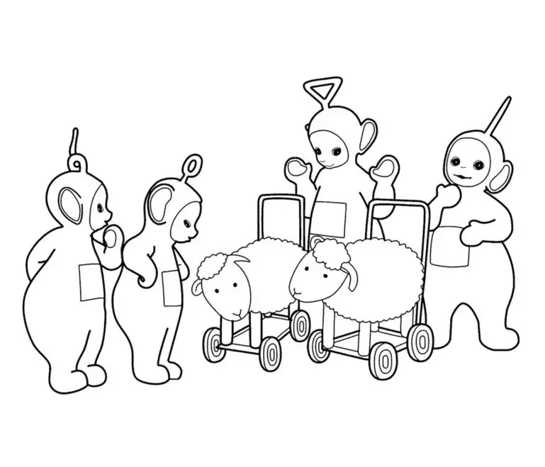 télétubbies avec des moutons