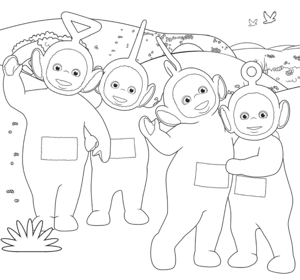 amigos teletubby para colorir