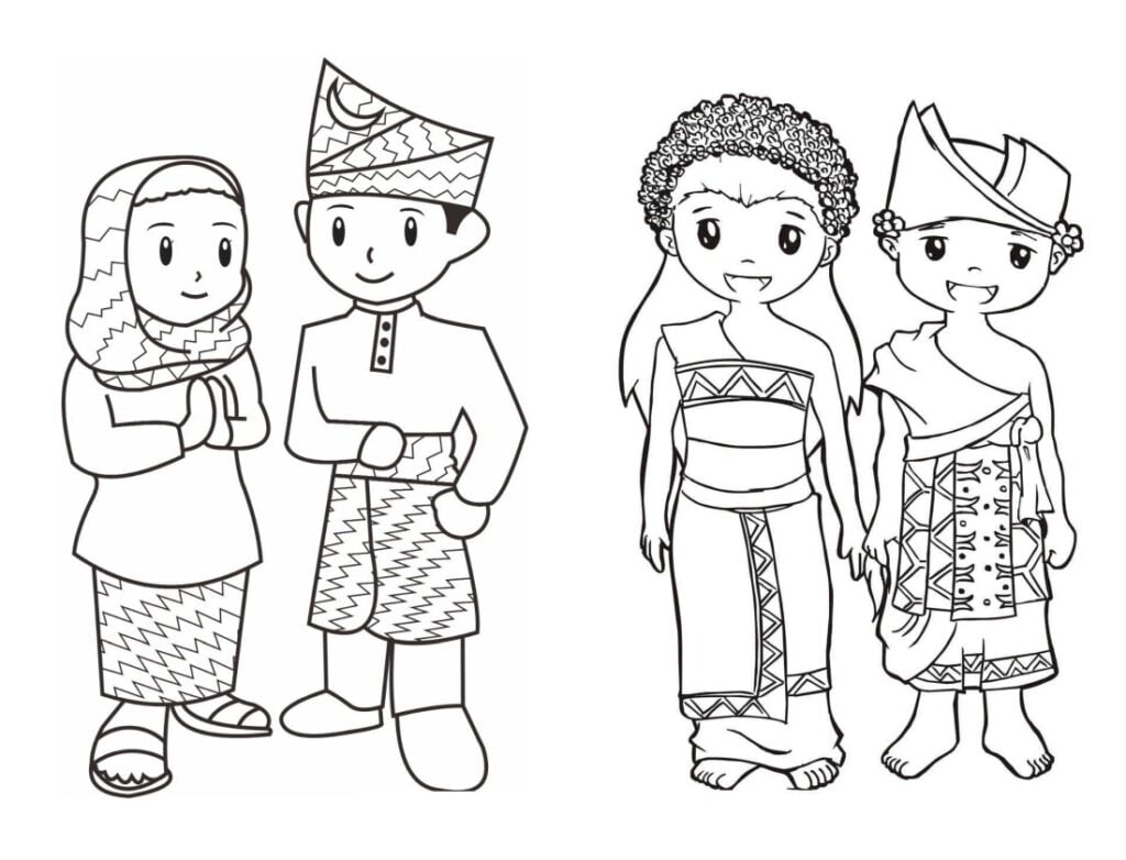 Traditionelle balinesische Kleidung zum Ausmalen
