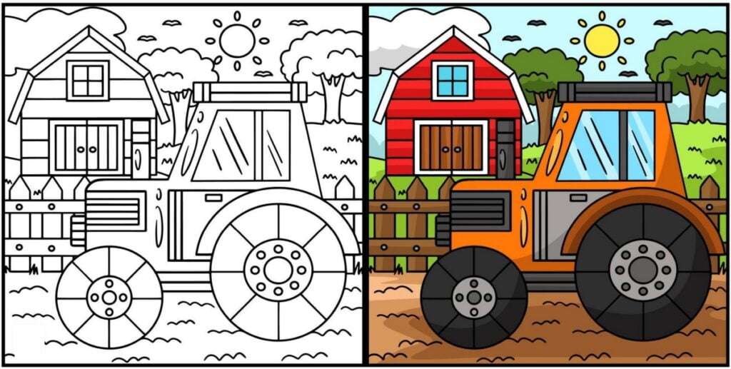 Tractor para colorear