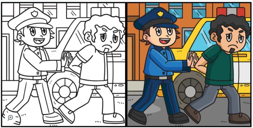 Colorear Ladrón y policía