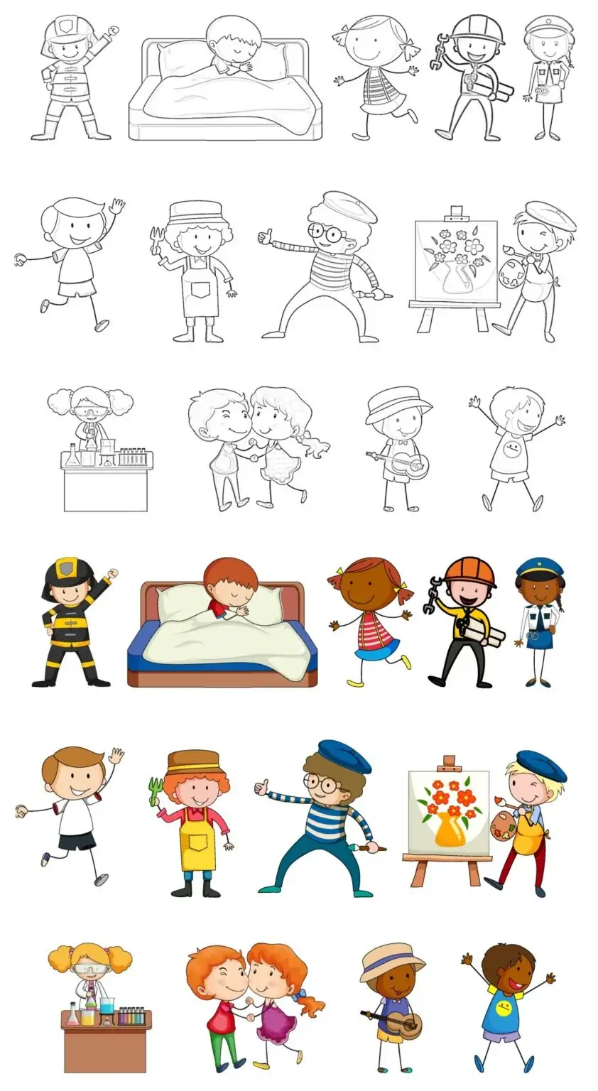 Menschen und Kinder färben