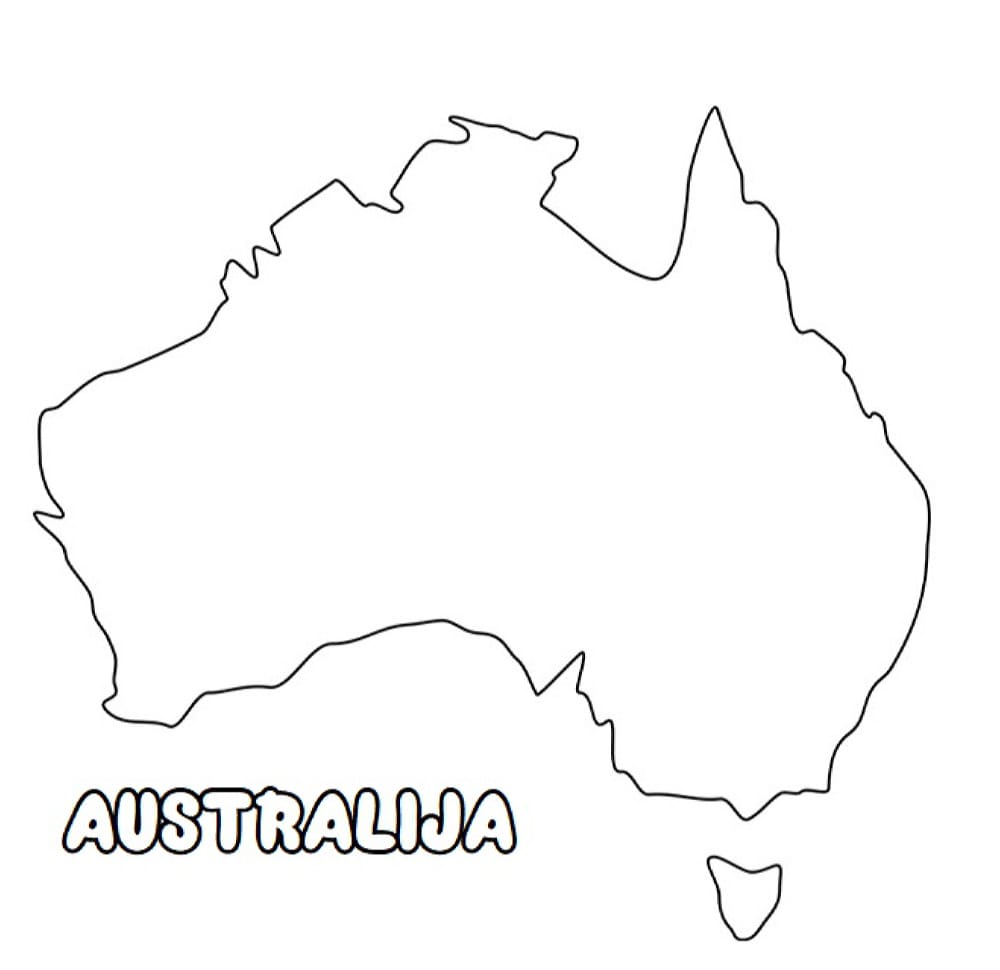 Australija žemėlapis spalvinti