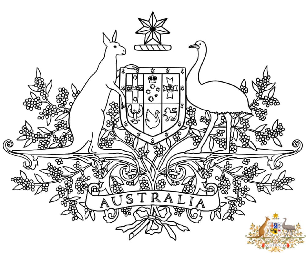 Australijos herbas spalvinti