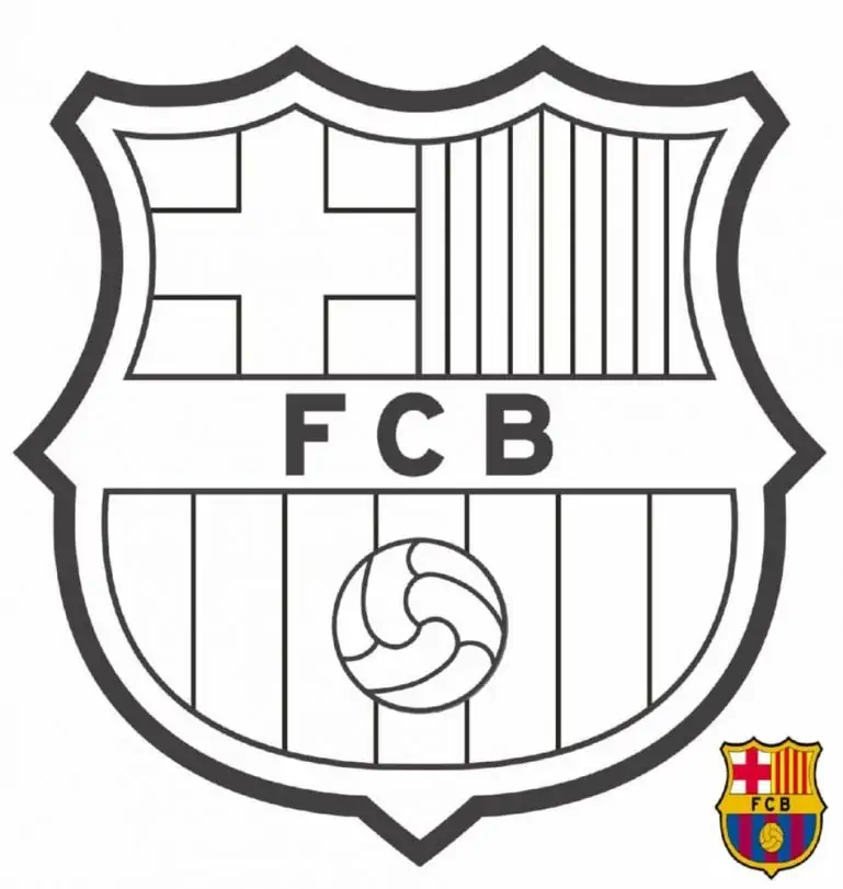 FC Barcelona FCB klubo herbas su Katalonijos vėliava spalvinti