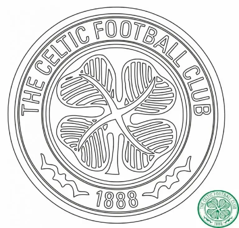 Glazgo Celtic FC keturlapis dobilas piešinys spalvinti