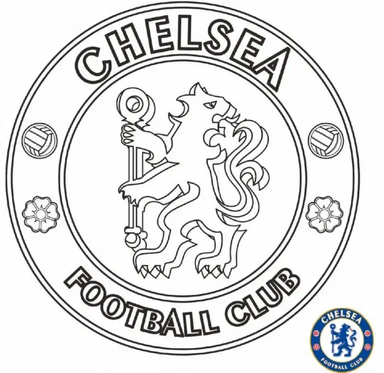 Londono Chelsea CFC herbas su liūtu ir skeptru spalvinimui