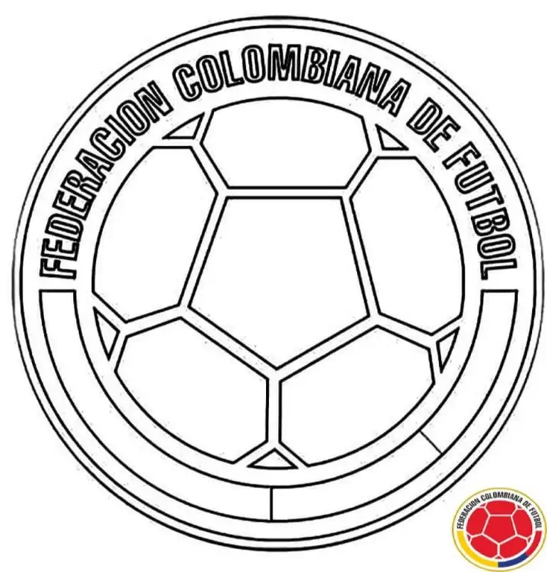Kolumbijos futbolo federacijos FCF herbas piešinys spalvinti
