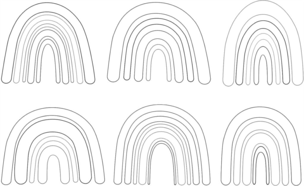 6 pour coloriages arc-en-ciel