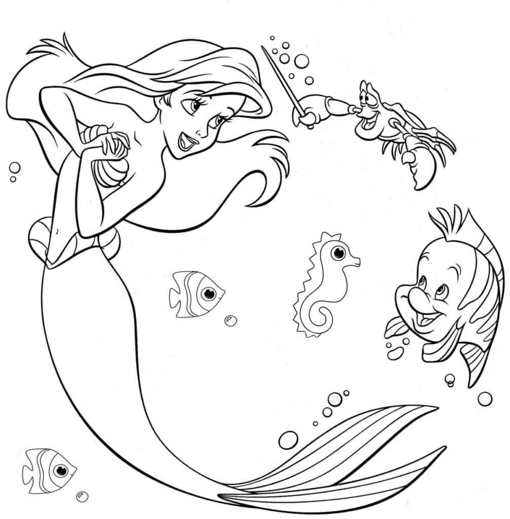 Ariel, mořská panna, vybarvi to