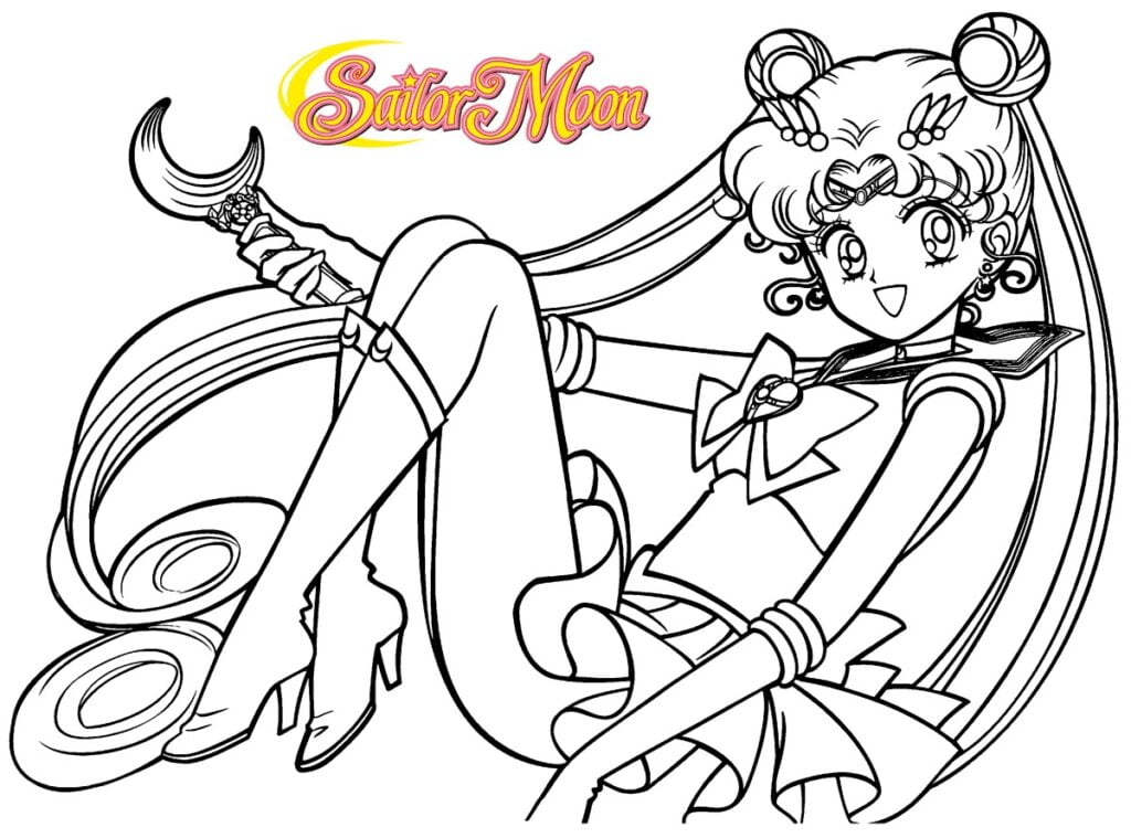 Sailor Moon im Liegen zum Ausmalen
