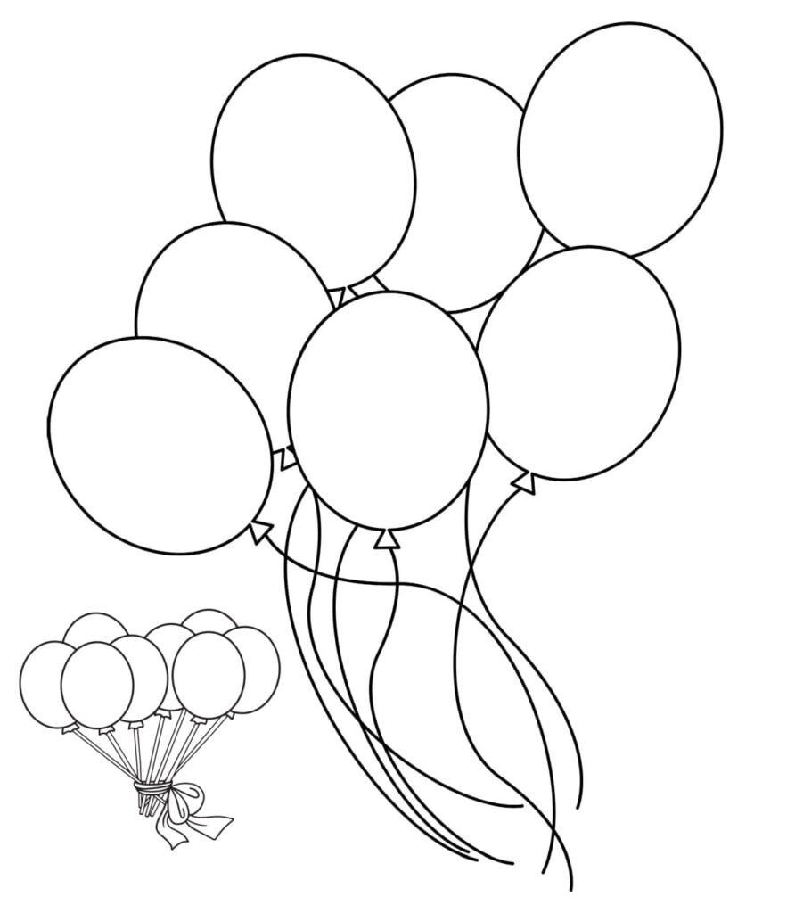 Einfaches Zeichnen von Luftballons zum Ausmalen