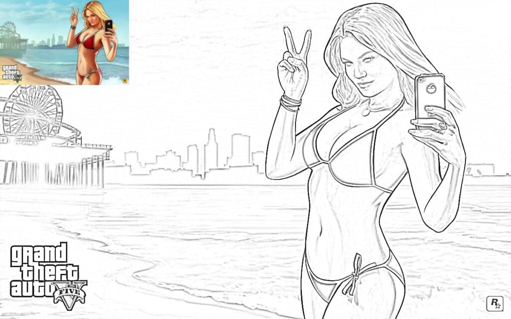 GTA Grand theft auto chica bikini para colorear