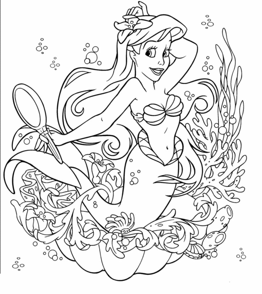 Sirena de Disney para colorear