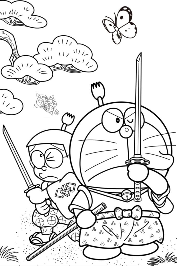 Doraemon 군인 색칠 그림