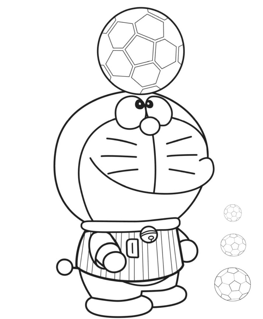Doraemon su kamuoliu spalvinimas