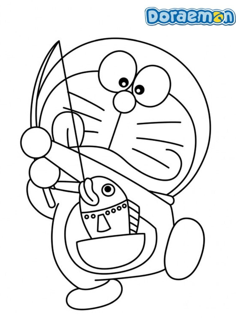 Doraemon memancing untuk mewarnai 