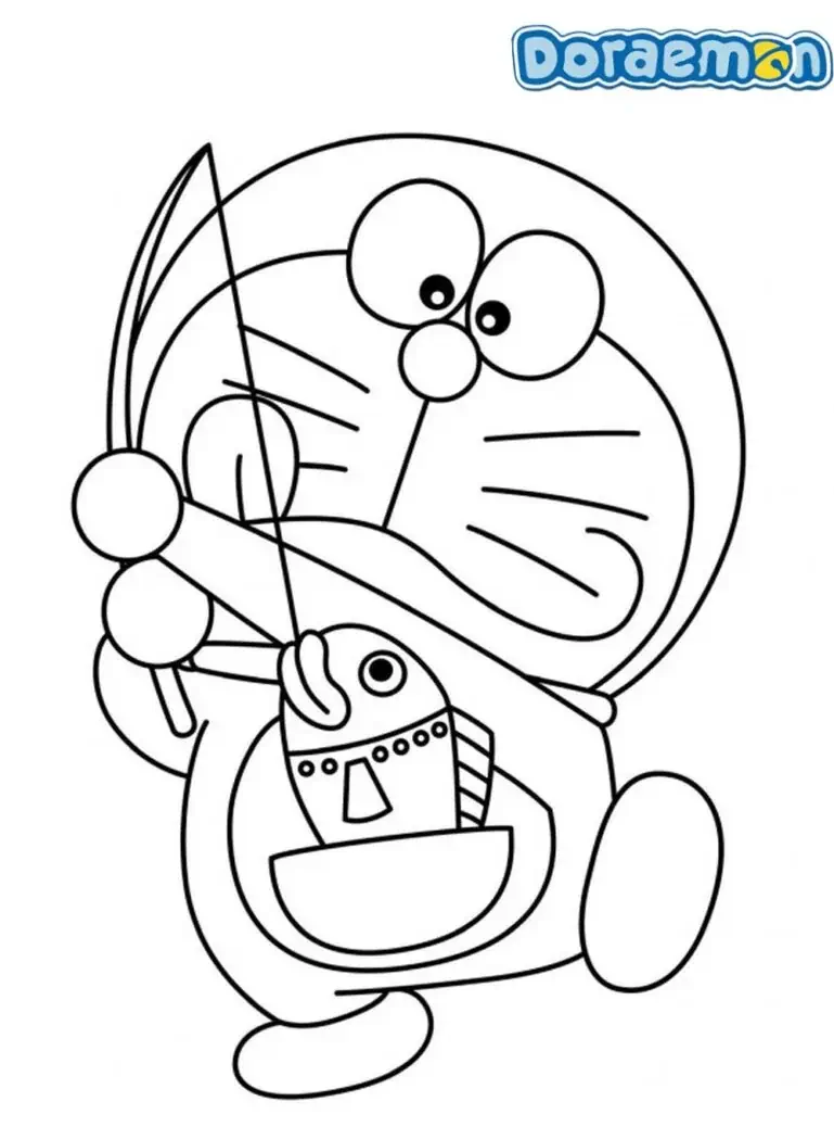 Doraemon žvejoja spalvinimui 