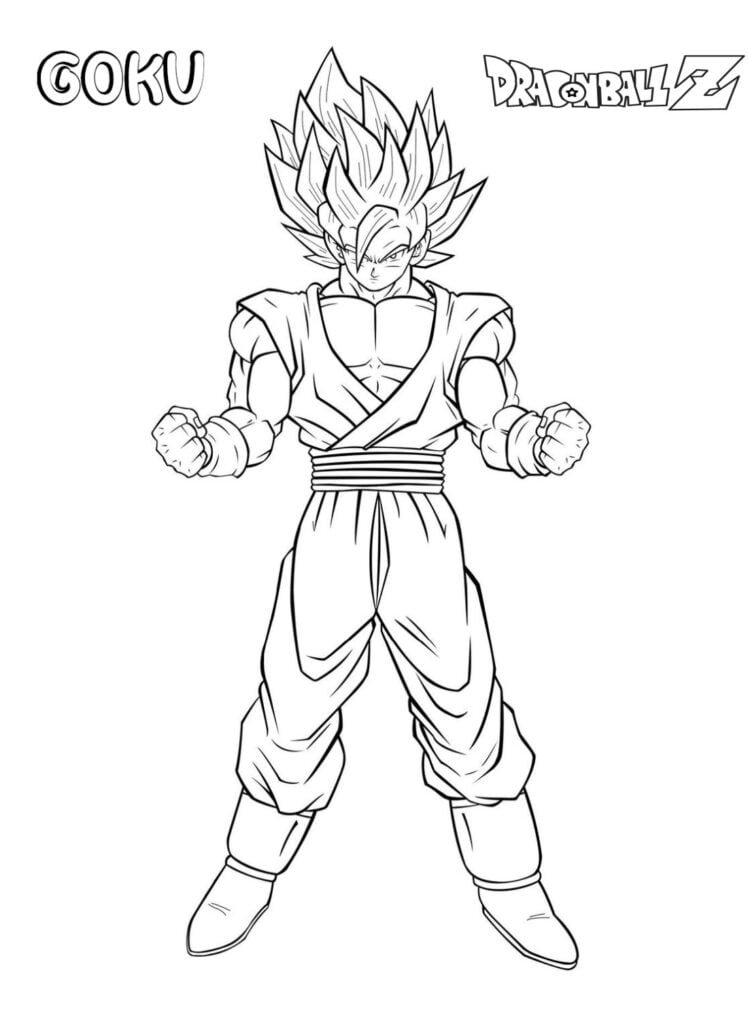 Desenho forte do Goku para colorir