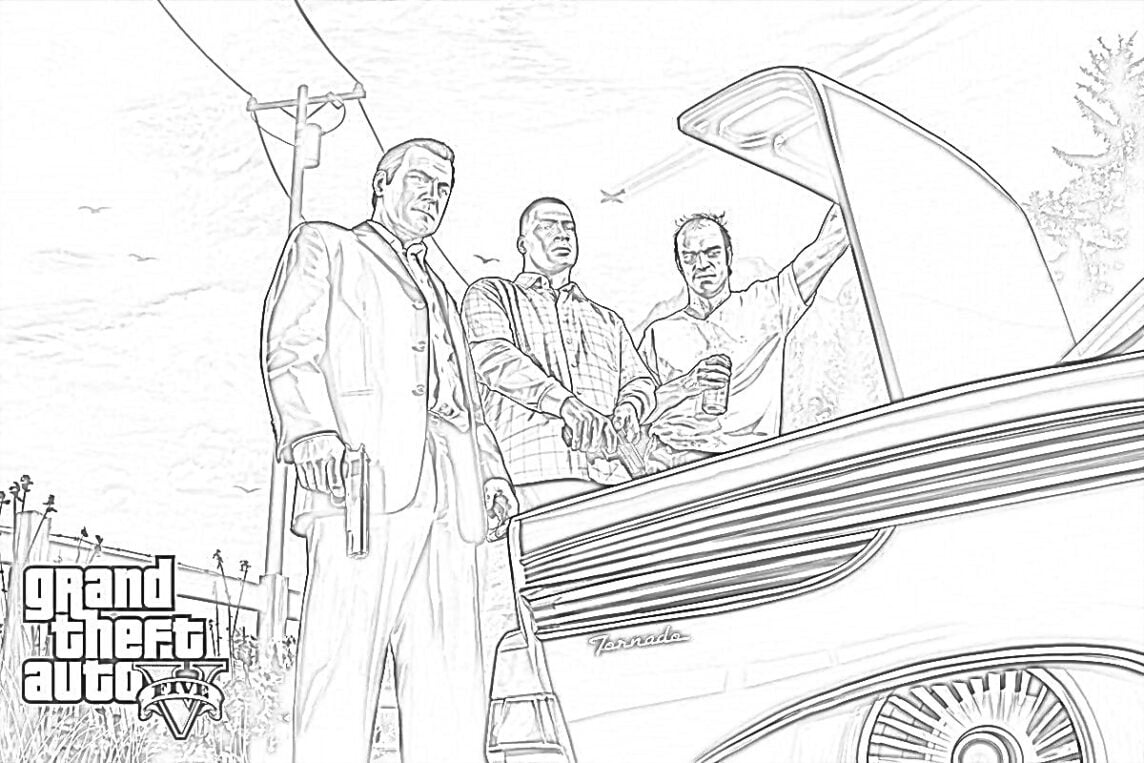 GTA Grand Theft Auto Ausmalbilder 🚔 – PEPE.LT