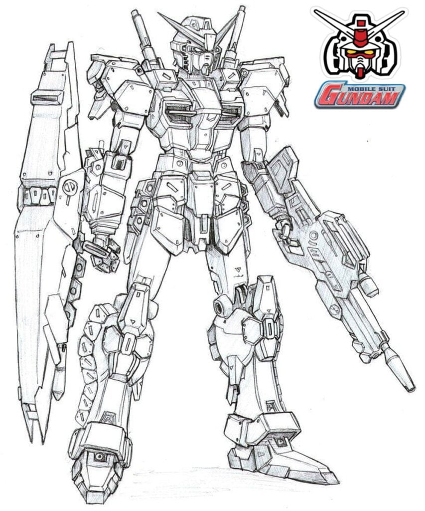 Gundam mobile suit piešinys spalvinimui