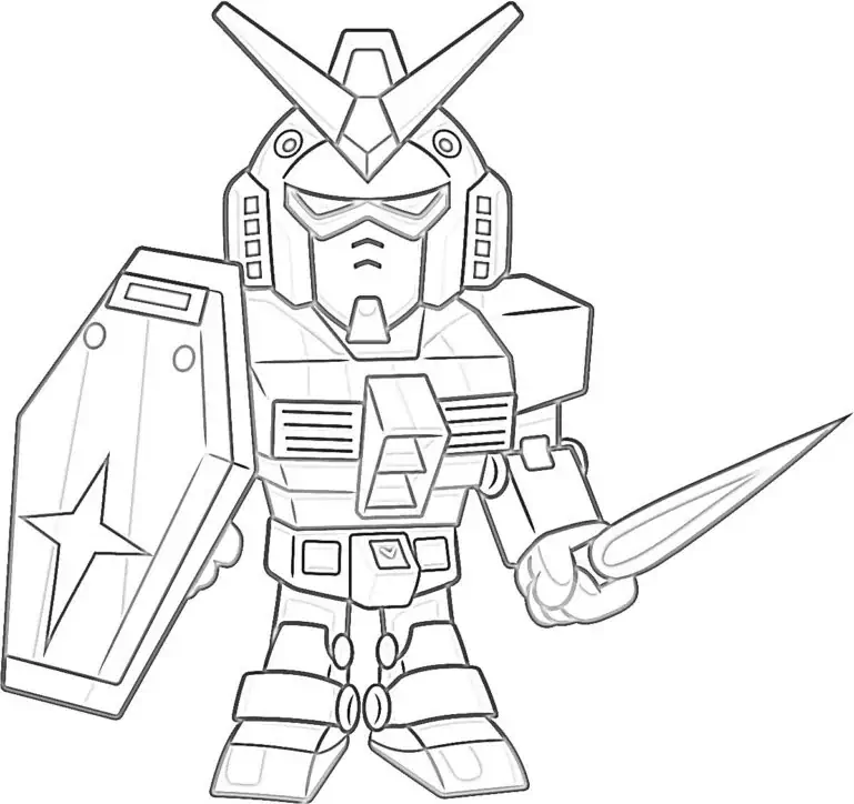 Gundam con espada para colorear