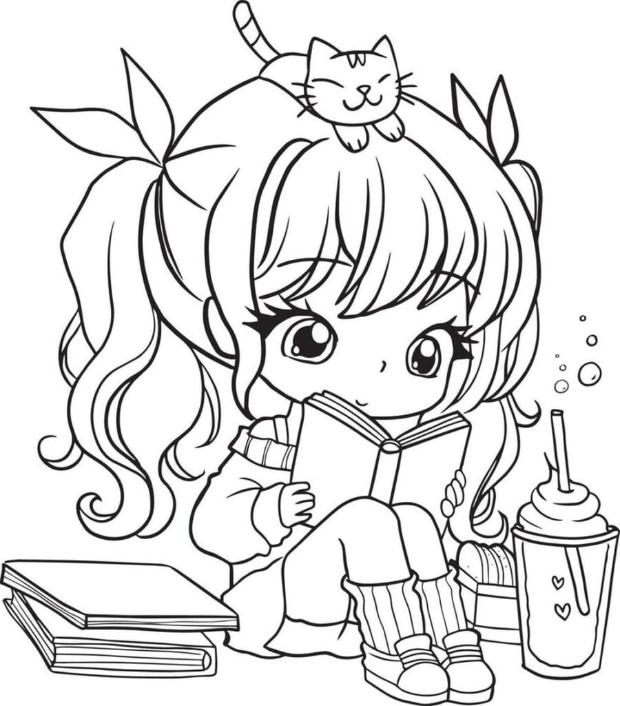 kawaii mergaitė anime piešinys