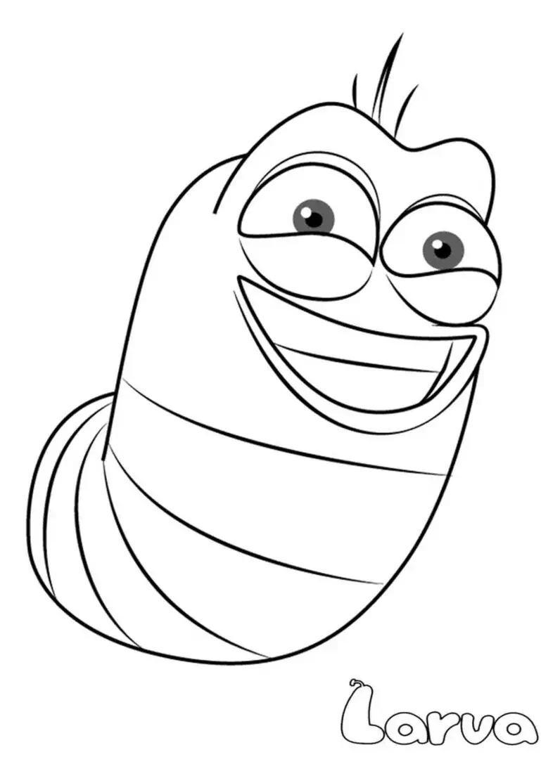 Larva boyama için eğlenceli çizim