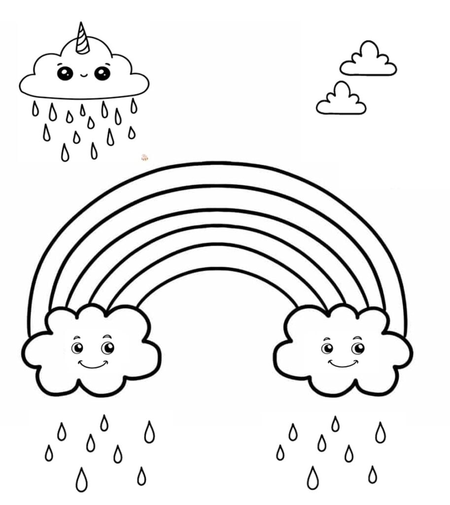 Imagens fáceis para colorir, arco-íris