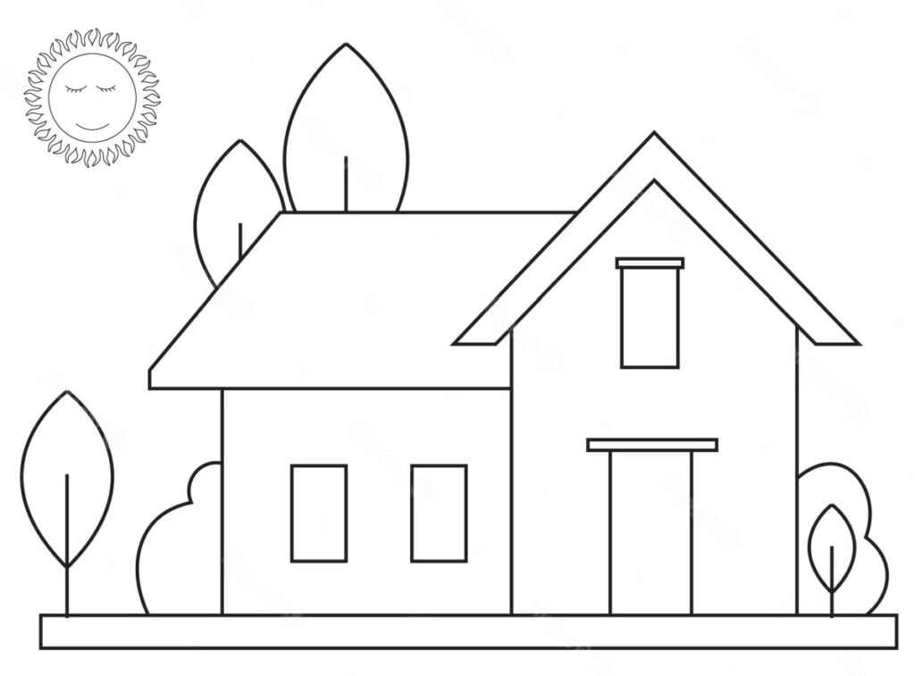 Une maison simple pour un coloriages facile