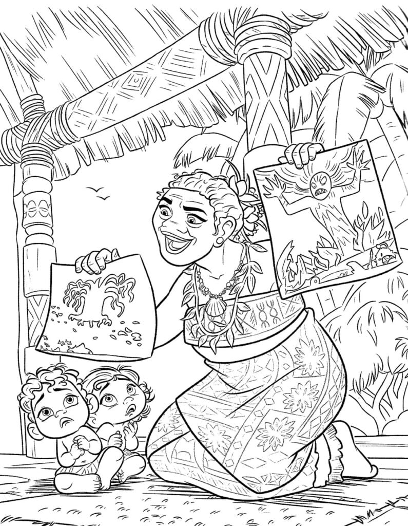 Moana está aprendendo a colorir