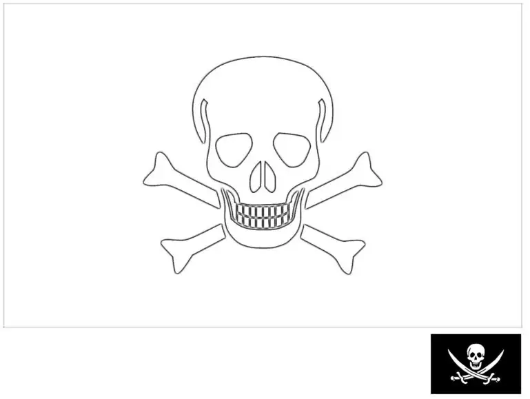 Piratų vėliava Linksmasis Rodžeris su kaukole ir kaulais