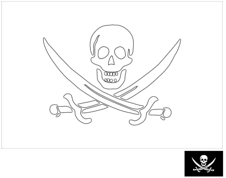 Jūrų plėšikų piratų vėliava su sukryžiuotais kardais