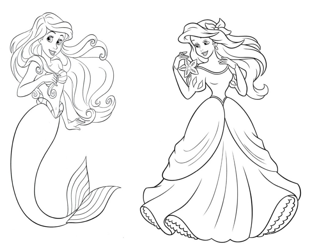 Ariel prinsessa til að lita