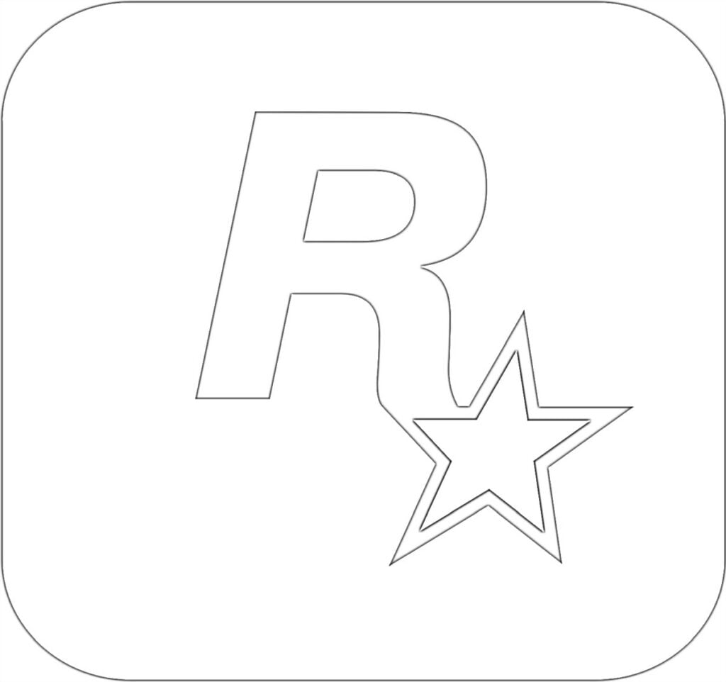 RockStar logotipas spalvinimui