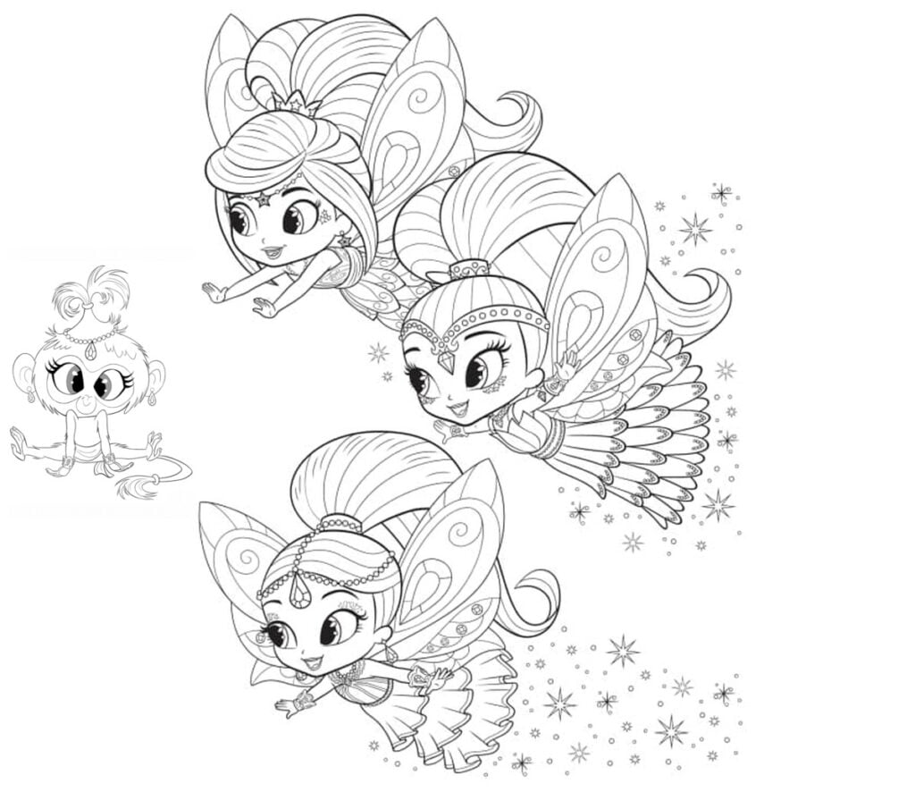 Shimmer och Shine målarbilder