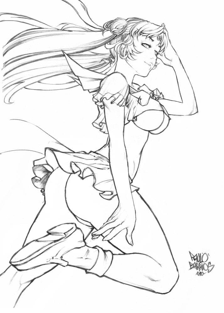 Sailor Moon med kort nederdel