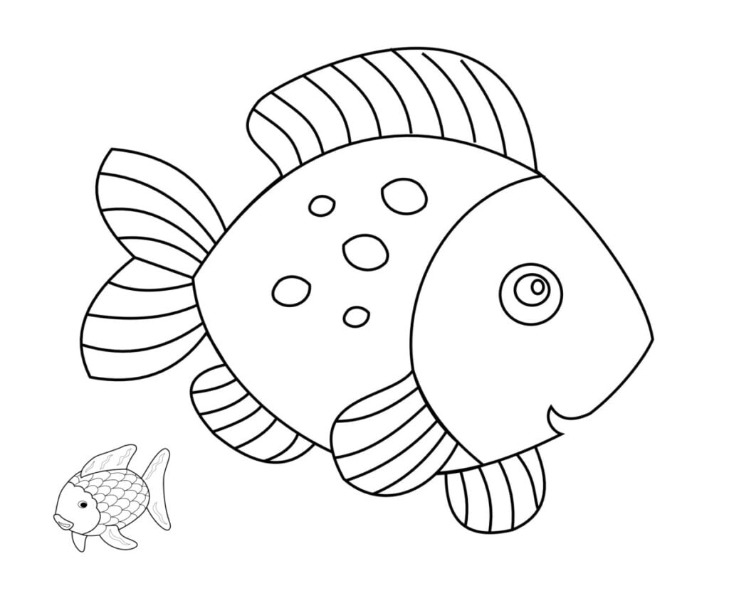 Viegli zīmējumi krāsošanai bērniem, zivīm