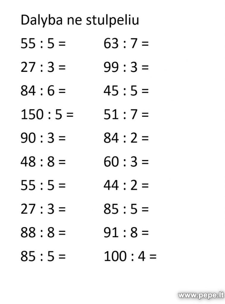 Hinumdumi ang multiplication table, dili bahinon sa kolum.